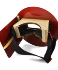 Pancake Welding Hood Helmet With Strap For Right Handed Welders In Red, Lightweight Balsa Eyepiece With Face And Side Shields, Adjustable Headband