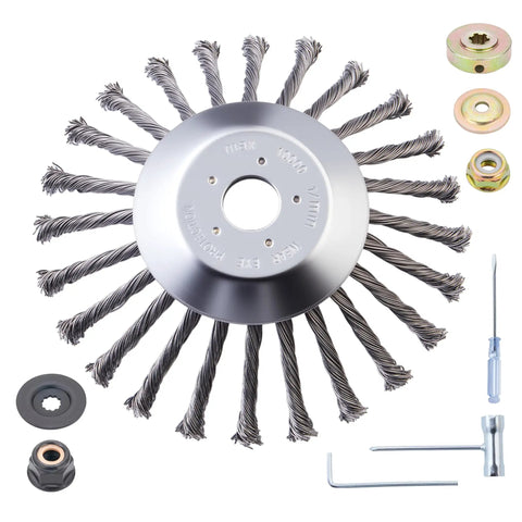 Indestructible 8 Inch Steel Wire Trimmer Head With Universal Adapter Kit For Weed Wacker Heavy Duty Weedeater Attachment