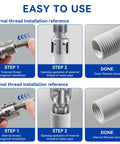 Image showing steps for using 1/2 3/4 1 Inch Pvc Pipe Threader Kit Two Piece Plastic Pipe Threading Tool with drill for threading.