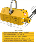 Heavy Duty Permanent Magnetic Lifter With Alloy Steel Hook 4400 Lbs Plate Lift Magnet, 2000kg capacity for hoist use.