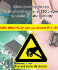 Static electricity prevention warning for IC Chips Kit 173 Piece Op Amp ICs And Timer ICs Assortment with ESD bracelet
