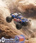All Terrain 1 To 14 Scale RC Truck With 4WD For Off Road Fun, Fast Remote Control Car jumping over rocky terrain