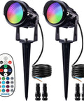 12W RGB Low Voltage Landscape Lights With RF Remote, Waterproof Outdoor Yard Garden Pathway Color Changing Spotlights, 2 Pack, connectors