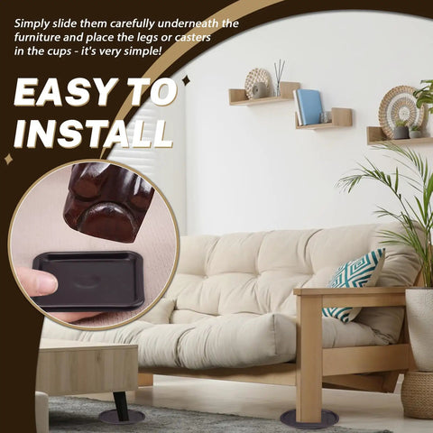 Heavy Duty 8 Pack 3 Inch Square Furniture Sliders With Carpet Base, Reusable Floor Protectors under sofa legs