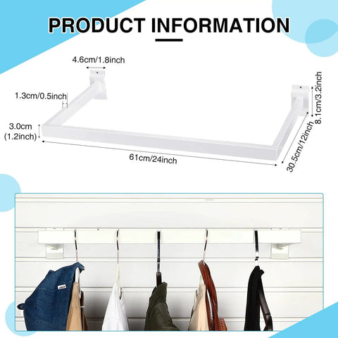 Set Of 4 U Shaped Slatwall Hang Rails 12 By 24 Inch White Rectangular Tubing Metal Wall Hangers For Retail Displays