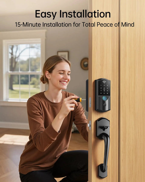 Built In WiFi Smart Lock With Handle Set Keyless Entry Front Door Lock Featuring Direct App Access Temporary Visitor Codes Dead Simple Mounting And Absolutely No Extra Hubs Needed For Total Daily Home Comfort
