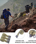 3 Pack Military Green 25mm Tie Down Straps With Quick Release Buckles displayed on rocky mountain hiking setup