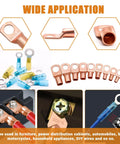Heavy Duty Copper Wire Lug Kit 130Pcs AWG 2 To 16 Ring Terminals With Heat Shrink Tubing displaying various applications