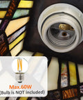 Light socket of Tiffany Style 8 Inch Amber Cream Stained Glass Pendant Light For Kitchen Island And Dining Room And Hallway, Dope Hanging Lamp