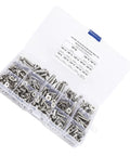 Heavy Duty 260 Piece Assorted Flat Head Hex Socket Screw Set With Countersunk Fasteners In M4 M5 And M6 Sizes Made From Top Grade Stainless Steel 304 in clear storage box.