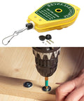 Spring Balancer Hanging Fixture Holder With Lock For Easy Tool Handling Pro Grade Portable Retractable Support 0.5kg To 1.5kg Weight Capacity Ideal For Workshops Garages And Job Sites, yellow housing with drill setup