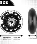 8 Pack 76mm Inline Skate Wheels With Bearings For Indoor And Outdoor Replacement, High Performance 82A Polyurethane, Size Details