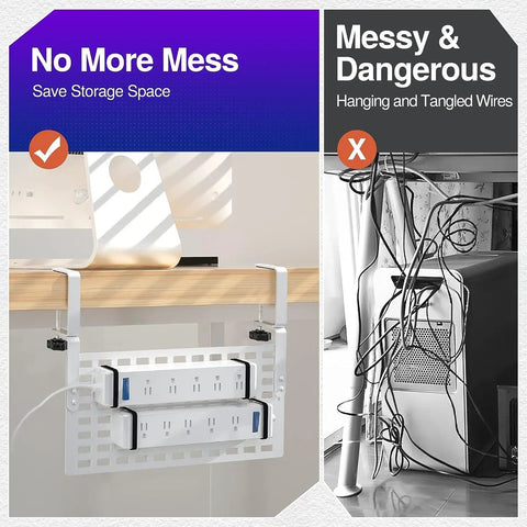 Under Desk Cable Management With Clamp No Drill 16 Inch Desk Cable Organizer Pegboard Style Keeps Cords Hidden Yet Easy To Access