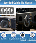 4-Piece Weld-On Shackle Clevis Mounts Set for Heavy Duty Tie-Down Straps shown mounted on vehicle bumper
