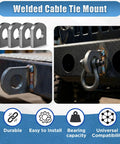 Welded Cable Tie Mount, durable 3/8 inch thick heavy duty steel, easy to install for towing and recovery applications.
