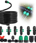 Drip Irrigation Tubing Kit 33 Ft Main Line One Half Inch Flexible PVC Tubing With Barbed Locking Connectors and Tees