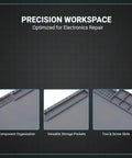Pro Grade Silicone Electronics Repair Mat With Heat Resistant Anti Static Surface For Soldering And Phone Repair Magnetic Screw Positioning Non Slip Workbench Pad Up To 932 F 500 C with component organization, storage pockets, and screw slots.
