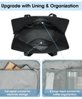 Foldable Travel Duffel Bag 30L Fits Underseat Personal Item 18x14x8 interior showing pockets for organization.