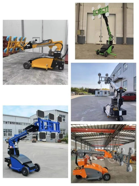 Heavy Duty Electric Vacuum Glass Lifter With Slick Suction Cups For Rock Solid Window Installation and Pro Grade Construction Hauling Jobs That Bring Legit Muscle Without Giving You Any Real Trouble showing various models with unique colors and suction cup designs.