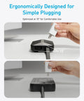Image showing Sleek Power Strip With 300J Surge Protection And 5 Foot Extension Cord, ergonomically designed for simple plugging.