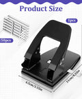 Heavy Duty Two Hole Punch With 150 Paper Fasteners For Office Files And Folders, Punches Up To 30 Sheets Per Use, Padded Handle, Black Finish
