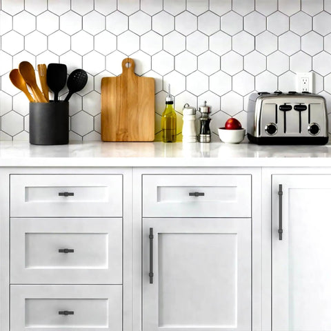 Tough As Nails Matte Black 5 Inch Kitchen Cabinet Pulls Solid Zinc Drawer Knobs Rust Resistant Cabinet Hardware For Home Makeovers in modern kitchen.