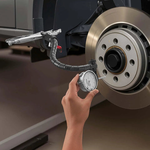 Dial Test Indicator With 360 Degree Flexible Arm And Locking Pliers, 0.001 Inch Accuracy, used for brake disk measurement