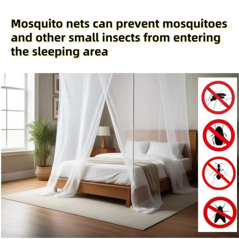 Classic King Size Mosquito Net Tent for Patio Bed, Portable 79x79x79 Inch, shown on a bed in a well-lit room for indoor use