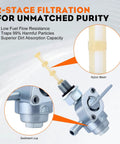 Two Pack 90 Degree Gas Shut Off Valve Petcock 28-1783-V with 2-stage filtration, showing sediment cup and nylon mesh detail