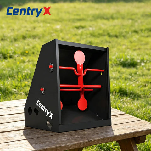 Airgun Ready Trap Target Pellet Collector with resetting target includes 20 paper targets 7x9 inches and 3 spinner targets
