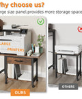 Large Printer Stand With Storage Drawer And Two Tier Under Desk Table For Home Office Fits Fax Machine 3D Printer And Scanner