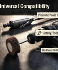 Beefed Up 90mm Extra Long Flap Wheel Sander with Quarter Inch Shank on rotary tool for drills and grinders aluminum oxide abrasive