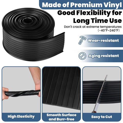16ft black vinyl garage door bottom seal for Wayne Dalton 8000/9000 series; flexible weather stripping.