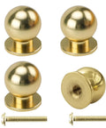 Mini Round Solid Brass Cabinet Knobs 12mm Diameter, Antique Polished Brass Drawer Pulls, Set of 4 with screws