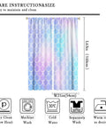Mermaid Blackout Curtains For Girls Bedroom With Ocean Wave And Fish Scale Pattern, Blue And Pink, 2 Panels Each 21x63 Inches