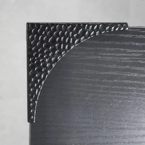 Heavy Duty Corner Guards For Furniture And Office Desks Zinc Alloy Edge Protectors Anti Rust Table Bumpers Built Tough Kickproof Hardware Covers With Screws Four Pack on black tabletop corner.