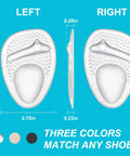Side and top view of Metatarsal Pad Set For Women Ball Of Foot Cushions Non Slip High Heel Inserts For Metatarsalgia And Mortons Neuroma Pain Relief Comfy Support Bump With Massage Dots Two Pairs Crystal