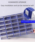 Clear Storage Organizer Box With Dividers And Labels For Craft Supplies Hardware Beads Nuts And Bolts Compact Durable Small Parts Container See Through Shell For Easy Visibility And Quick Access Grab And Go, blue stackable drawers