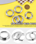 40 Piece Grommet Eyelet Set With Washers For Bead Cores, Clothes, Leather, Canvas Projects, Thick Metal Eyelets displayed on yellow surface