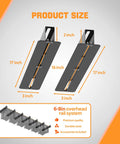 Heavy Duty Ceiling Garage Storage Racks For Bins And Totes, Space Saving Overhead Organizer With Adjustable Width, size diagram