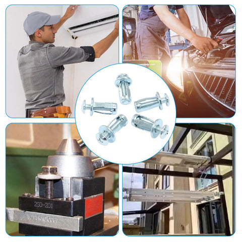 25 Pcs M4x20 Hollow Wall Anchors Kit Featuring Jack Nuts And Petal Nuts For Hollow Doors Thin Walls Metal Sheets And Aluminum Cladding Includes Screws For Easy Mounting And Strong Stable Support For DIYers shown in various usage scenarios.