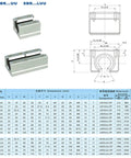Linear Bearing Slides For CNC Parts And 3D Printer Projects Go To SBR10UU To SBR35UU And SBR12LUU To SBR30LUU Sets 10 To 35 Mm Length Slick Ultra Smooth Precision Guide Rails For CNC Machining And Hobby Printing, SBR linear bearing slide dimensions