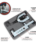37 Degree Flaring Tool For AN And JIC Fittings Pro Grade with flare bar, yoke, floating cone, and tool slots in a case.