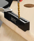 Precision Drill Guide For Straight Holes Compact Portable Drilling Block for Wood Metal And Plastic SAE One Eighth To Three Eighths Inch Sizes