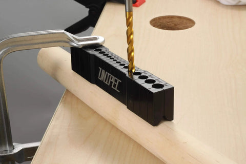 Precision Drill Guide For Straight Holes Compact Portable Drilling Block for Wood Metal And Plastic SAE One Eighth To Three Eighths Inch Sizes