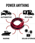 Heavy Duty 4 Gauge Battery Cable Kit With Pre Crimped 5 16 Inch Lugs 2 Foot OFC Copper Wire 4 AWG Cables For Trucks Golf Carts Marine Solar Power Inverters Car Chargers And Audio Systems coiled cables with lugs for power applications
