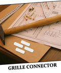 Pro Grade Nylon Hidden Fasteners For Wood Shelves And Cabinets 100 Pack Concealed Furniture Connectors on workspace with hammer.