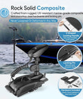 No Fuss Quick Release Bracket MKA21 For Terrova Ulterra PowerDrive Riptide ST SP Pontoon Deckhand 40 Trolling Motors Mount Easy Install Durable Mounting Bracket For Freshwater And Saltwater, showing components and installation steps.