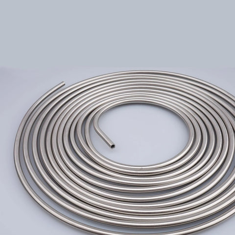 Stainless steel brake line hard tubing coil, 1/4 in diameter, 16 ft length