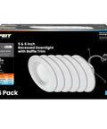 5/6 In Led Recessed Downlight Retrofit Kit Adjustable Color Temp From 2700K To 5000K Five Switch Settings 75W Equivalent with baffle trim and packaging.